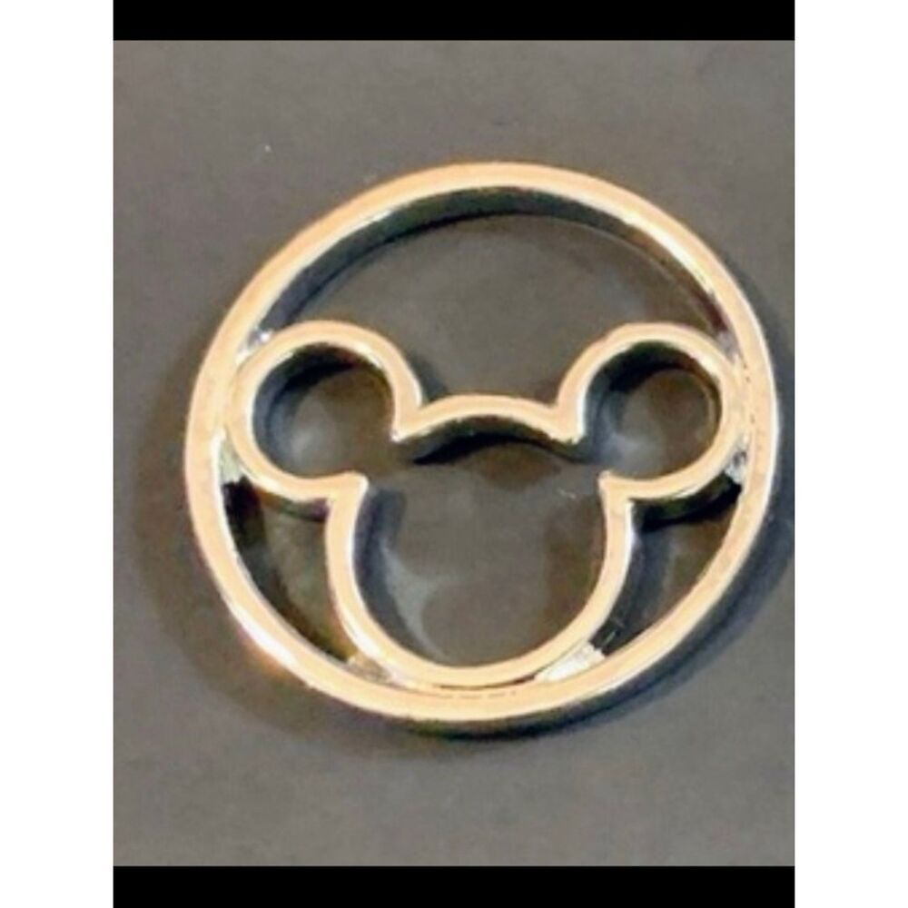 Gold-tone Mickey Mouse Circle Accent For Floating Lockets
